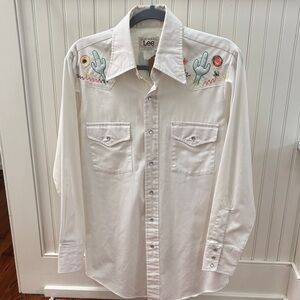Vintage Lee White Shirt with Cactus Embroidery